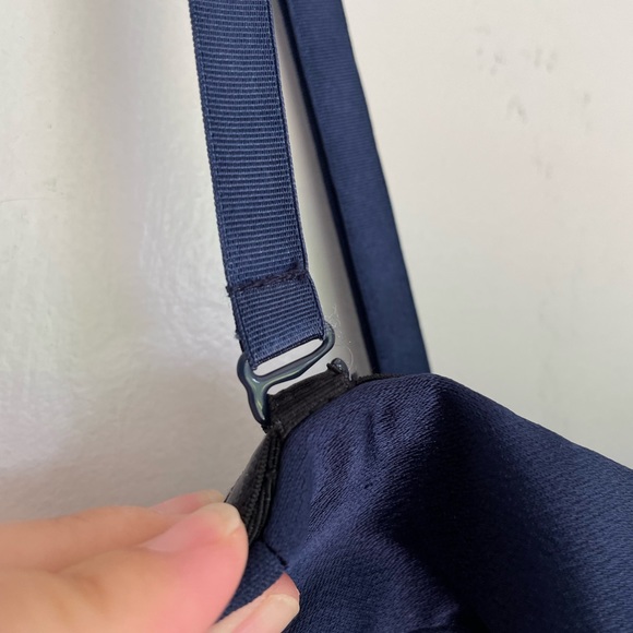 SIMKHAI Navy Blue Crepe Satin Combo Bustier Wrap Dress Size 0 - Picture 7 of 11